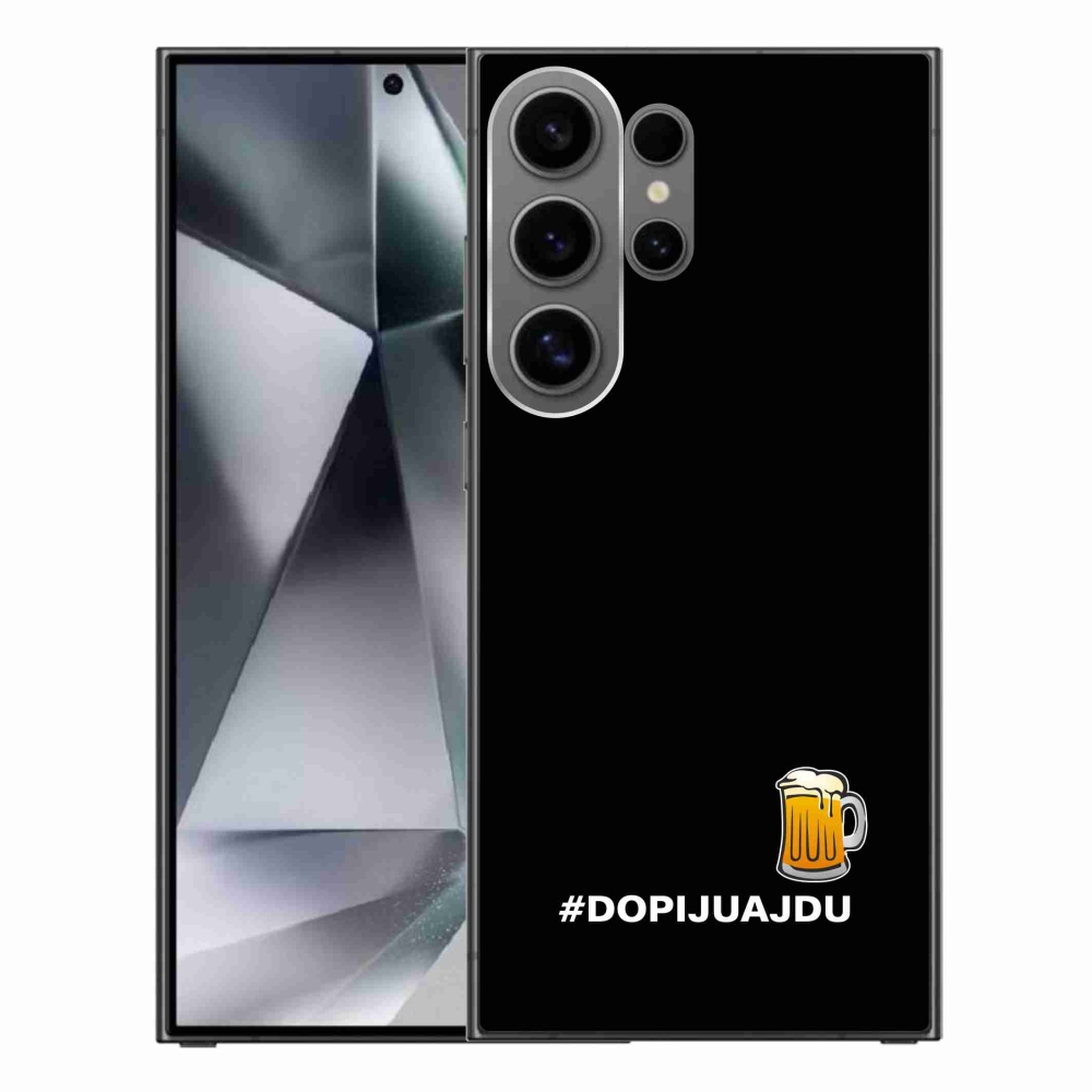 Gelový kryt mmCase na Samsung Galaxy S24 Ultra - pivní motiv 1 černé pozadí