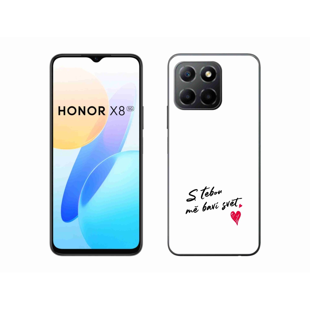 Gelový kryt mmCase na Honor X8 5G/Honor 70 Lite 5G - zamilovaný text 1 bílé pozadí