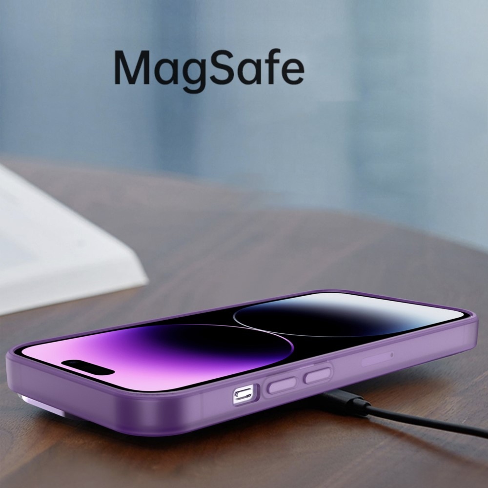 Gelový obal s pevnými zády a stojánkem na iPhone 15 Pro Max - fialový