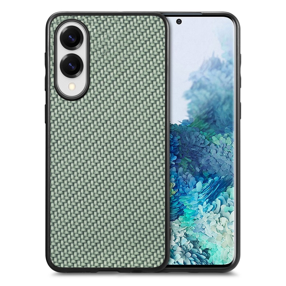 Coat gelový obal s umělou kůží a pevnými zády na Samsung Galaxy S25 Edge - zelený