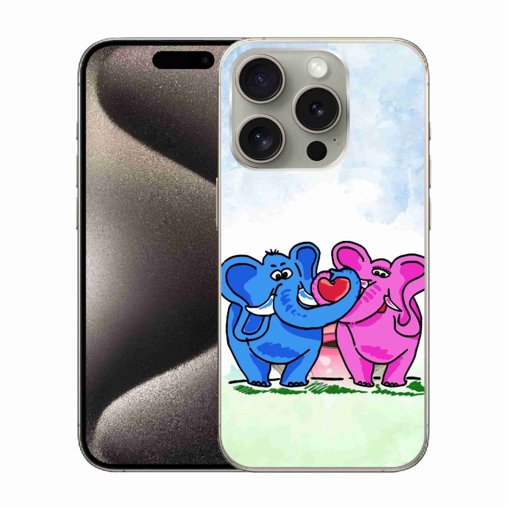 Gelový kryt mmCase na iPhone 15 Pro - zamilovaní sloni