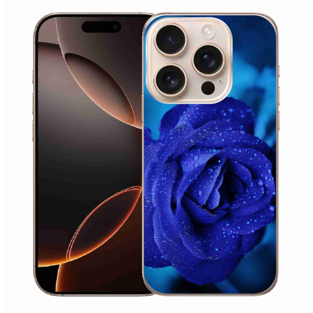 Gelový obal mmCase na iPhone 16 Pro Max - modrá růže