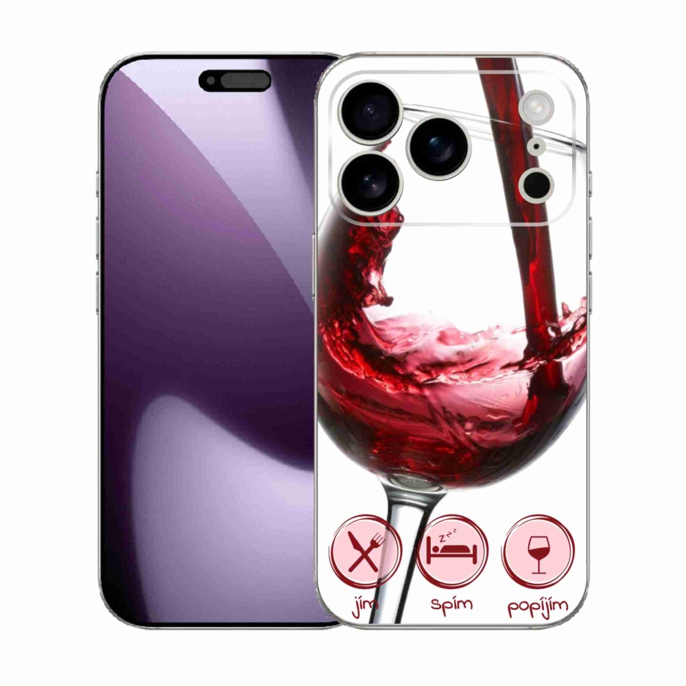 Gelový kryt mmCase na iPhone 17 Pro - sklenička vína červené