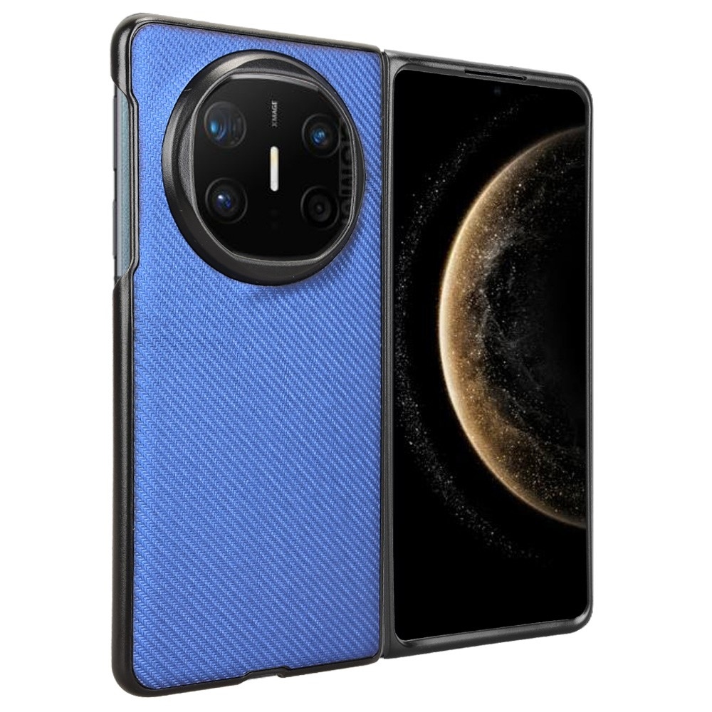 Textury plastový kryt s umělou kůží na Huawei Mate X6 - modrý