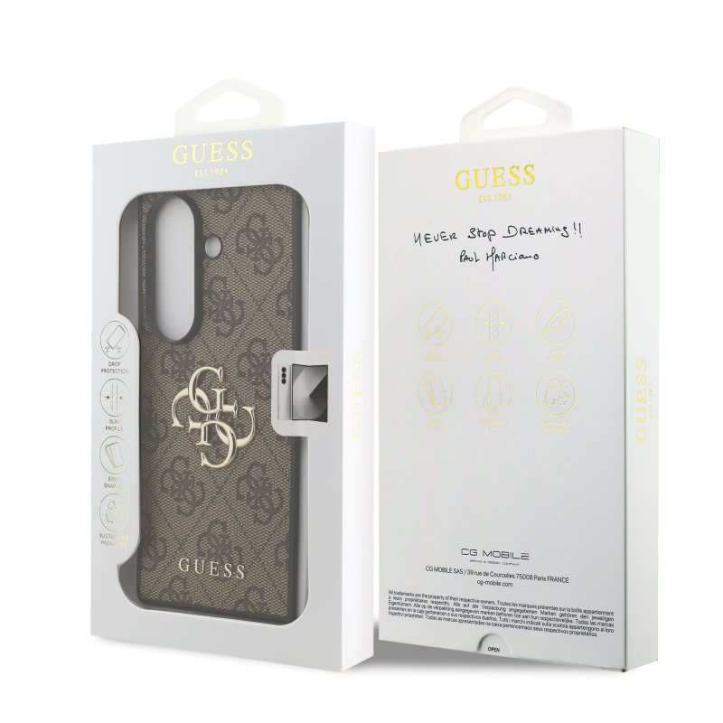 Guess PU 4G Metal Logo Zadní Kryt pro Samsung Galaxy Z Fold 7 Brown