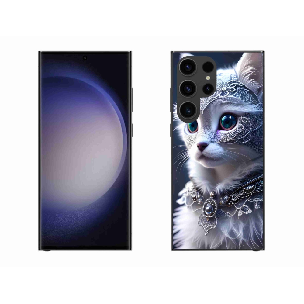Gelový kryt mmCase na Samsung Galaxy S23 Ultra 5G - bílá kočka