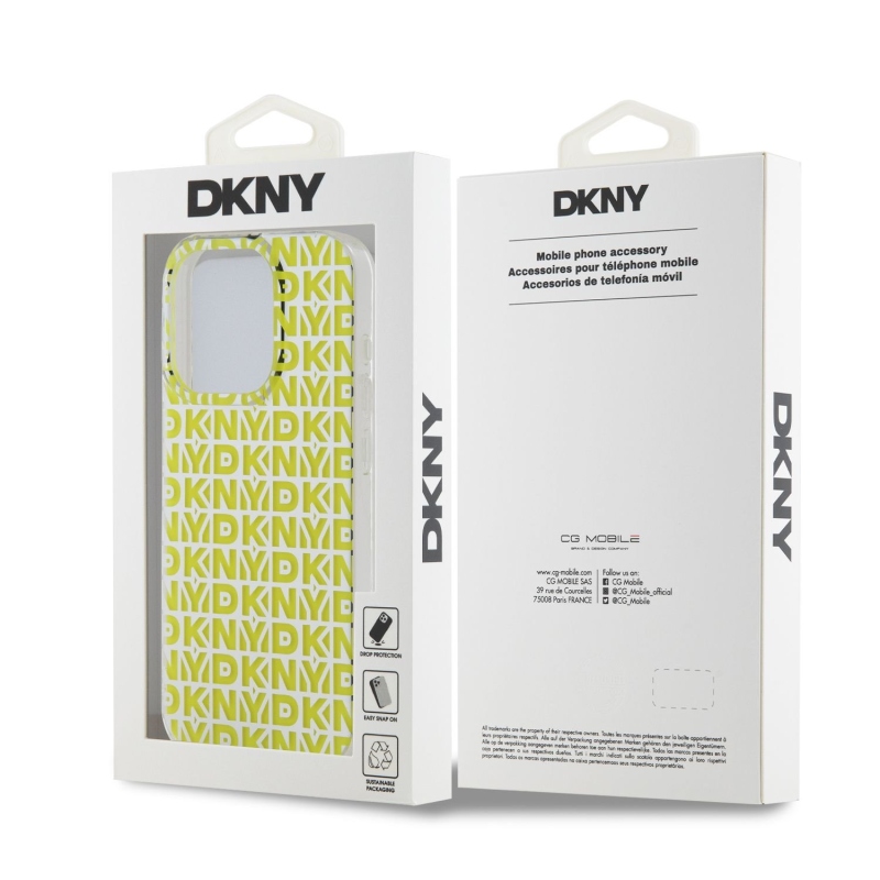 DKNY PC/TPU Repeat Pattern Zadní Kryt pro iPhone 15 Pro Yellow