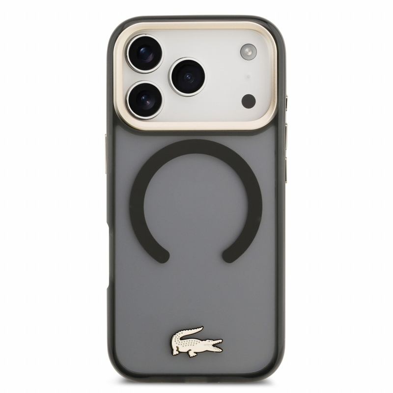 Lacoste IML Shockproof Petit Pique Gold Logo MagSafe Zadní Kryt pro iPhone 18 Pro Black