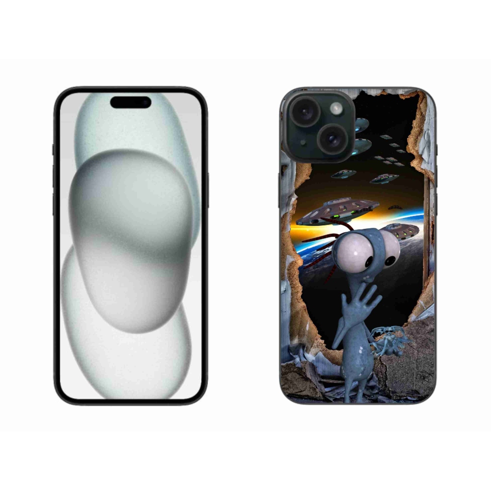 Gelový kryt mmCase na iPhone 15 Plus - mimozemšťan
