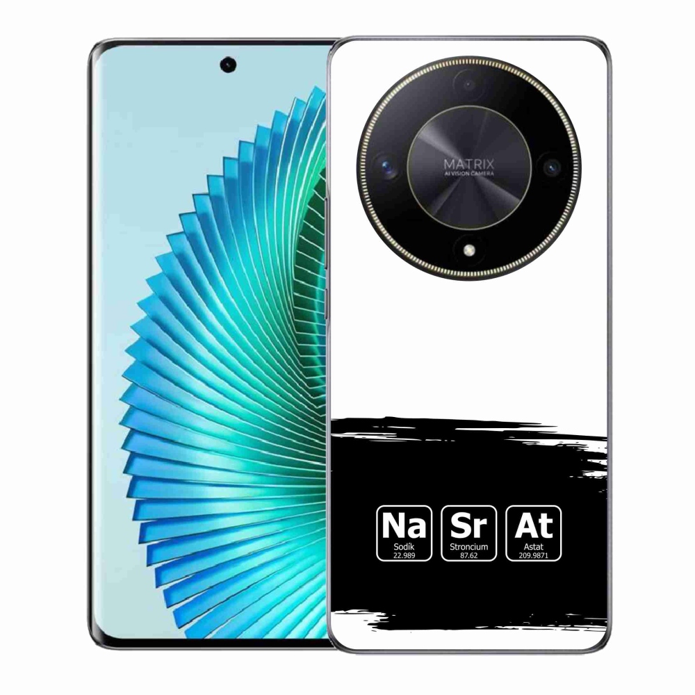 Gelový kryt mmCase na Honor Magic 6 Lite 5G - chemické prvky černobílé pozadí