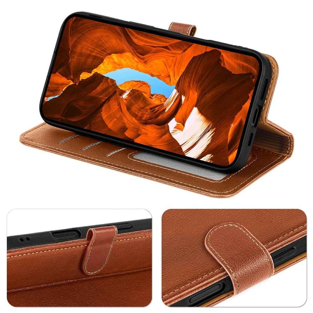 Clasp knížkové pouzdro na Xiaomi Redmi 15 5G (169mm) - hnědé