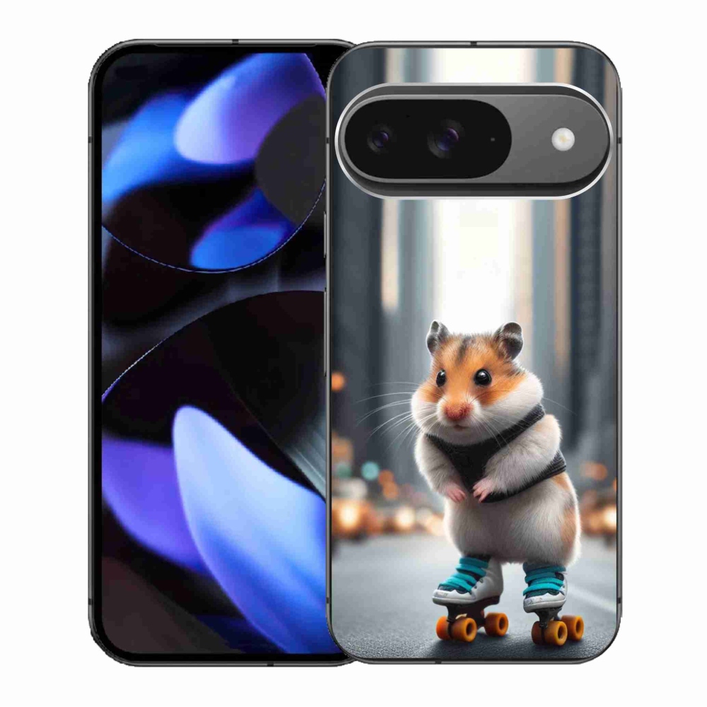 Gelový kryt mmCase na Google Pixel 9/9 Pro - křeček na bruslích