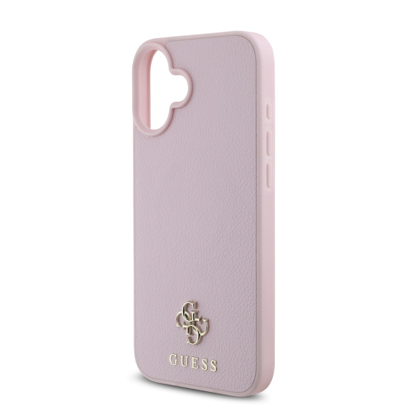 Guess PU Grained 4G Small Metal Logo MagSafe Zadní Kryt pro iPhone 16 Pink