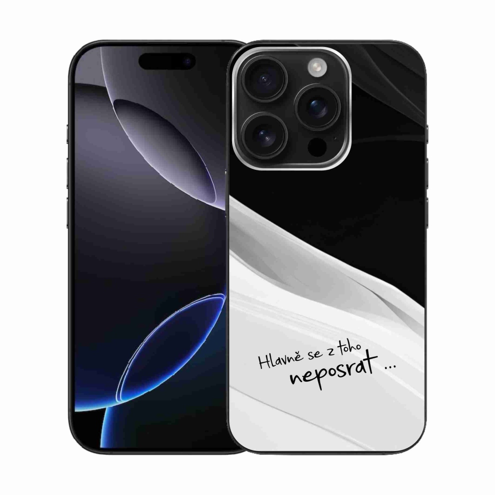 Gelový kryt mmCase na iPhone 16 Pro - vtipný text 13 bíločerné pozadí