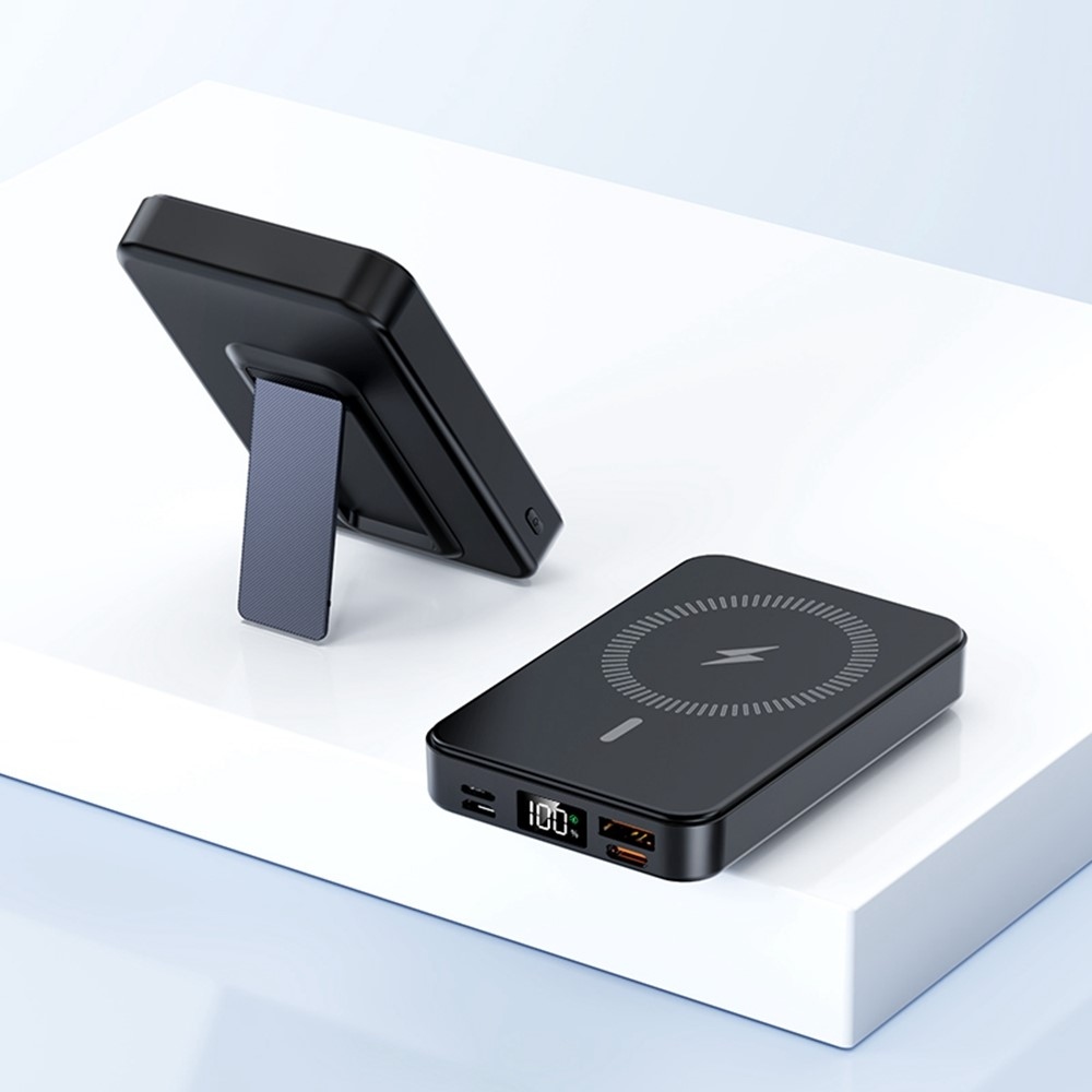 ZKD-03 magnetická powerbanka 10000 mAh 15W se stojánkem - černá