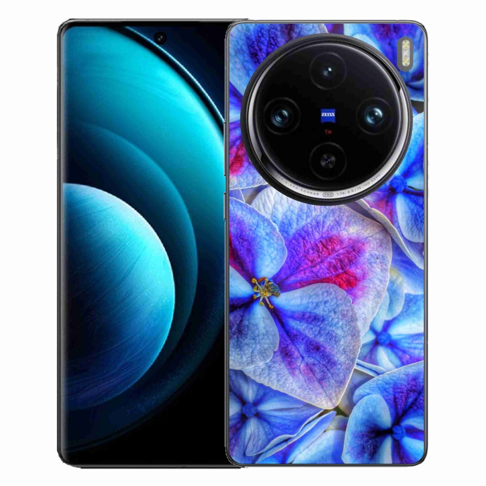 Gelový kryt mmCase na Vivo X100 Pro 5G - modré květy 1