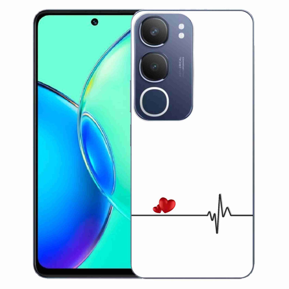 Gelový kryt mmCase na Vivo Y19s - srdce a tep bílé pozadí