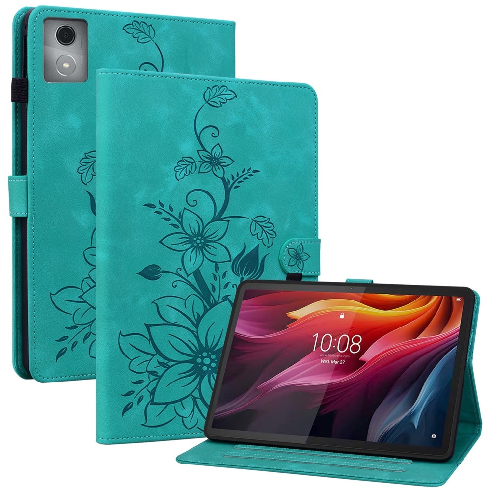 Flowers zavírací pouzdro na Lenovo Tab K11 Plus - modrozelené