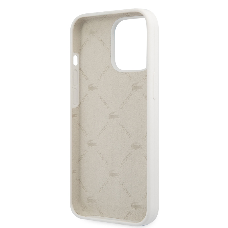 Lacoste Liquid Silicone Allover Pattern Kryt pro iPhone 13 Pro White