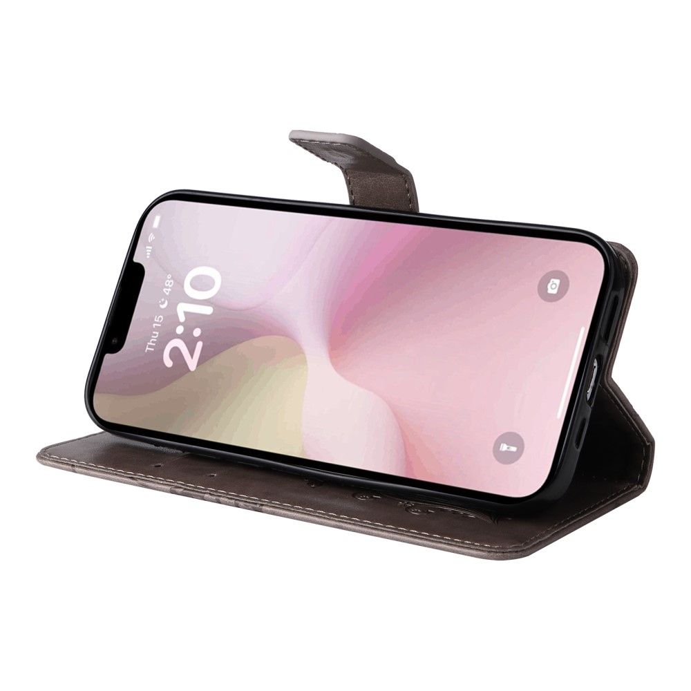 Big Butterfly knížkové pouzdro na iPhone 16e - šedé