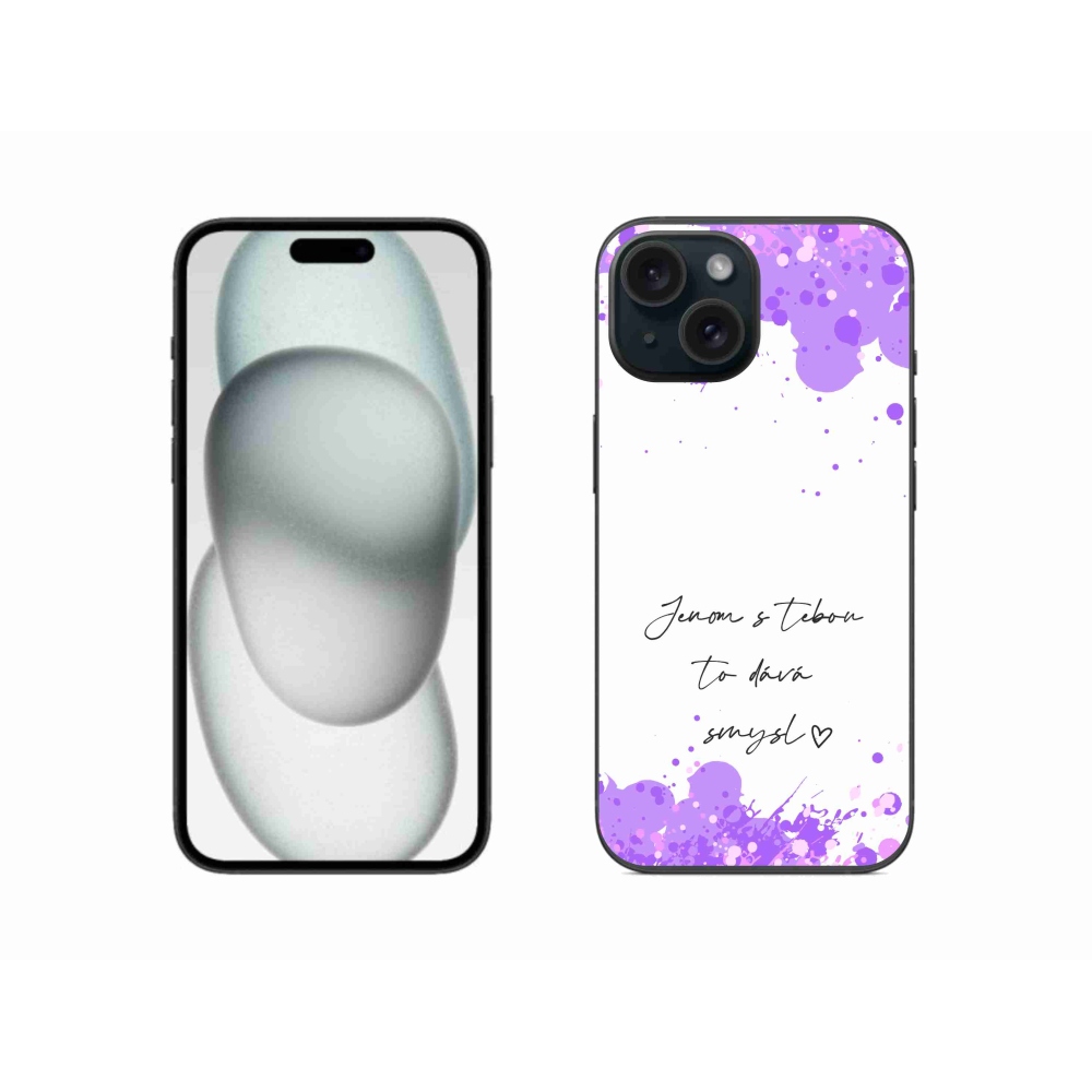 Gelový kryt mmCase na iPhone 15 - zamilovaný text bílé pozadí