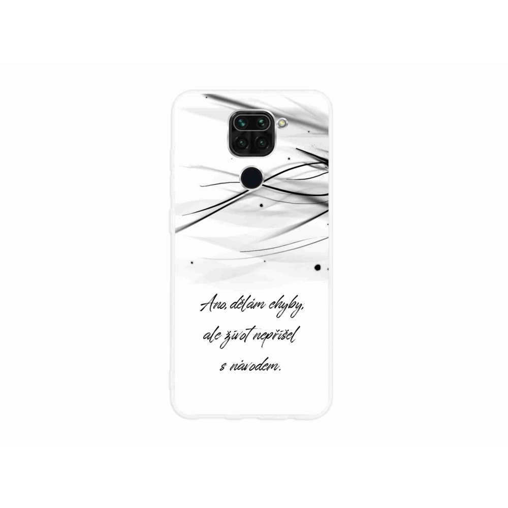 Gelový kryt mmCase na Xiaomi Redmi Note 9 - citát bílé pozadí