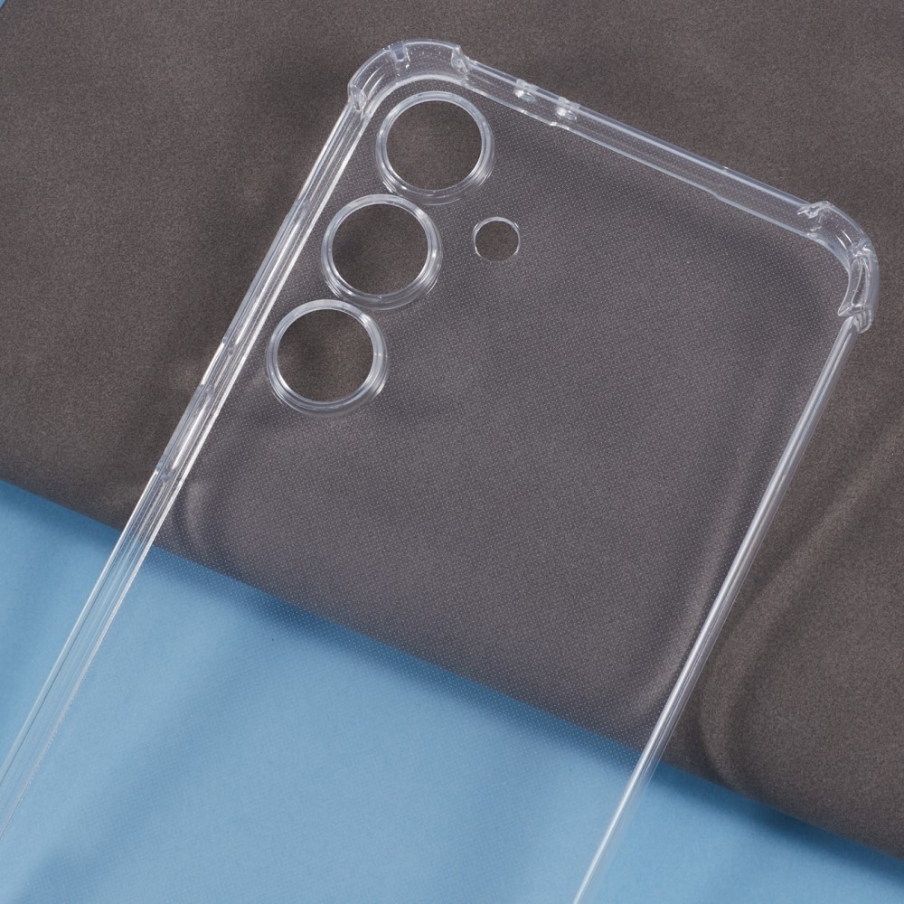 Průhledný gelový obal s vyztuženými rohy na Samsung Galaxy S24 FE - průhledný