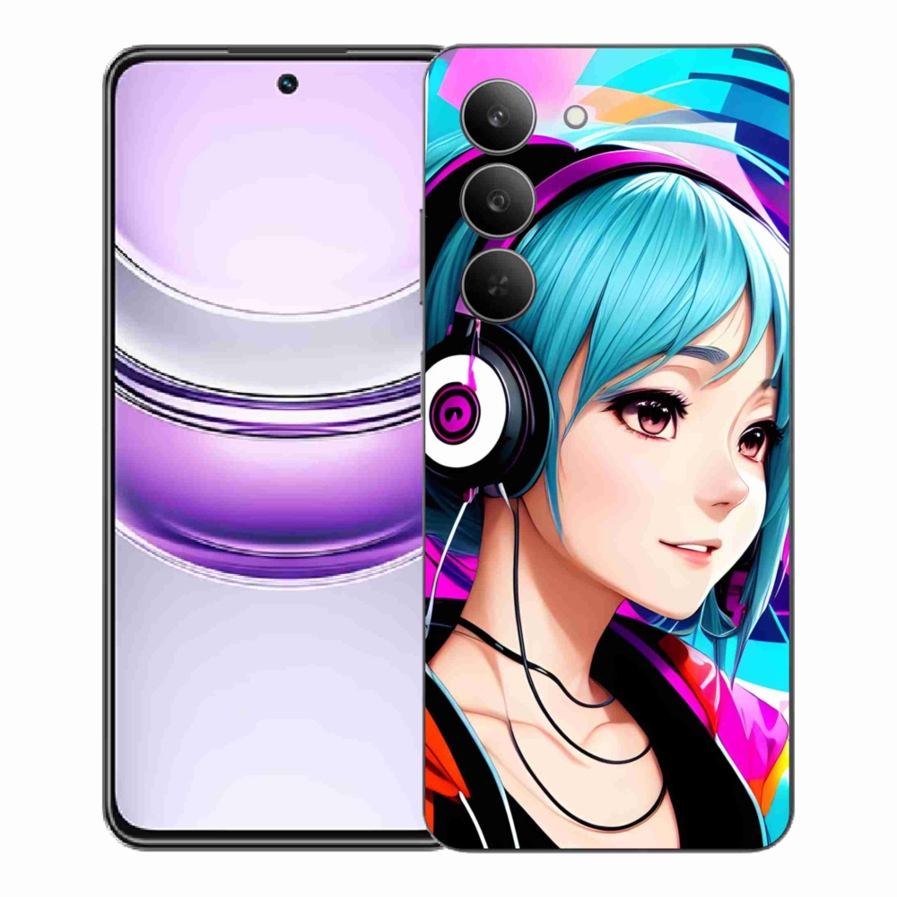 Gelový kryt mmCase na Realme 14x 5G - dívka se sluchátky