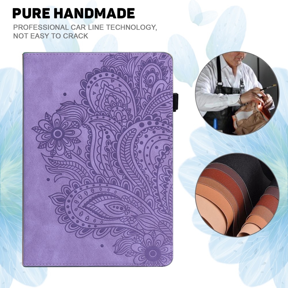 Flowers zavírací pouzdro na Samsung Galaxy Tab S9 FE/Tab S10 FE - fialové