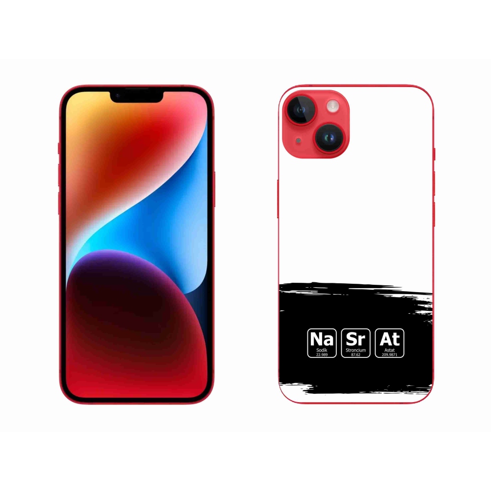 Gelový kryt mmCase na iPhone 14 Plus - chemické prvky černobílé pozadí