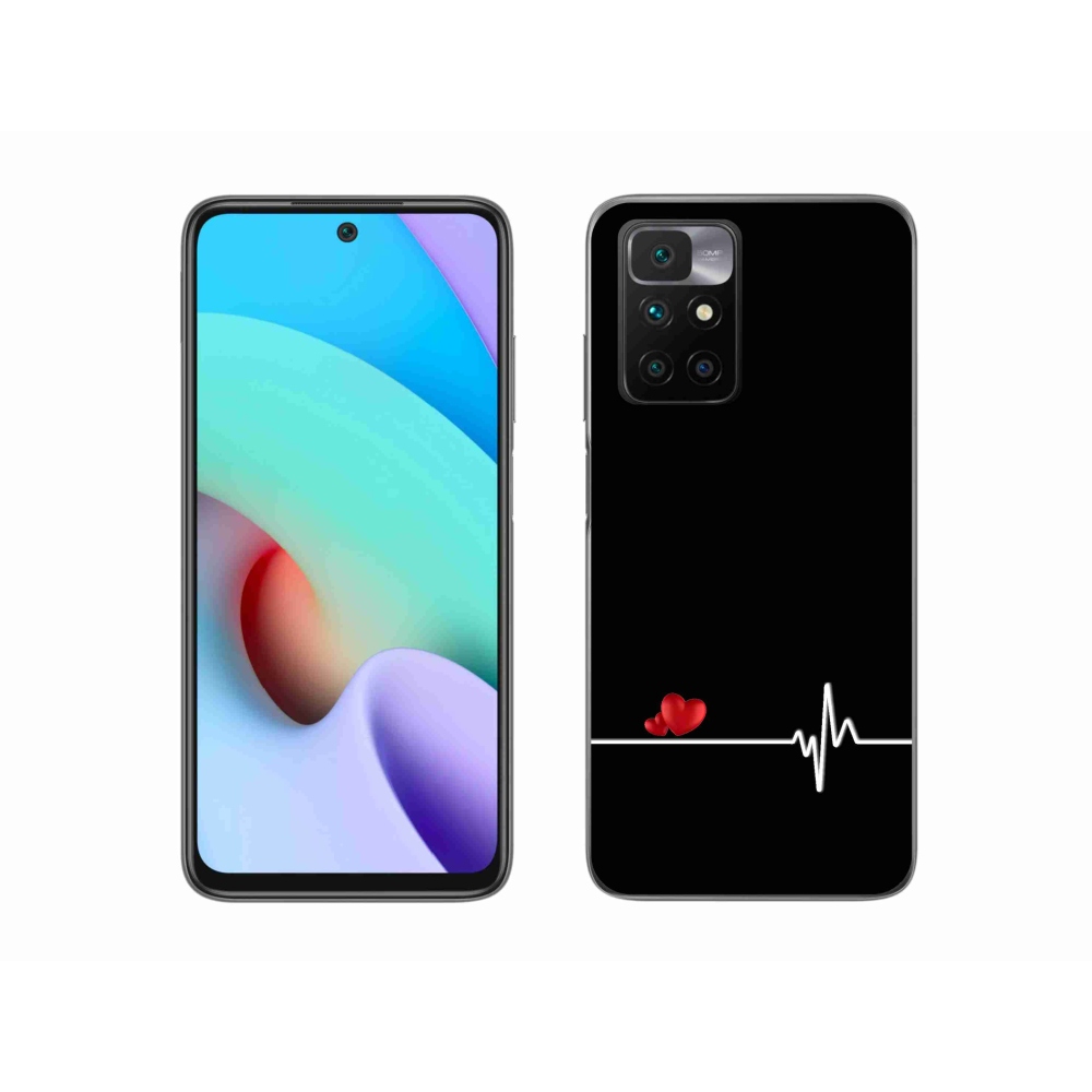 Gelový kryt mmCase na Xiaomi Redmi 10/Redmi 10 (2022) - srdce a tep černé pozadí