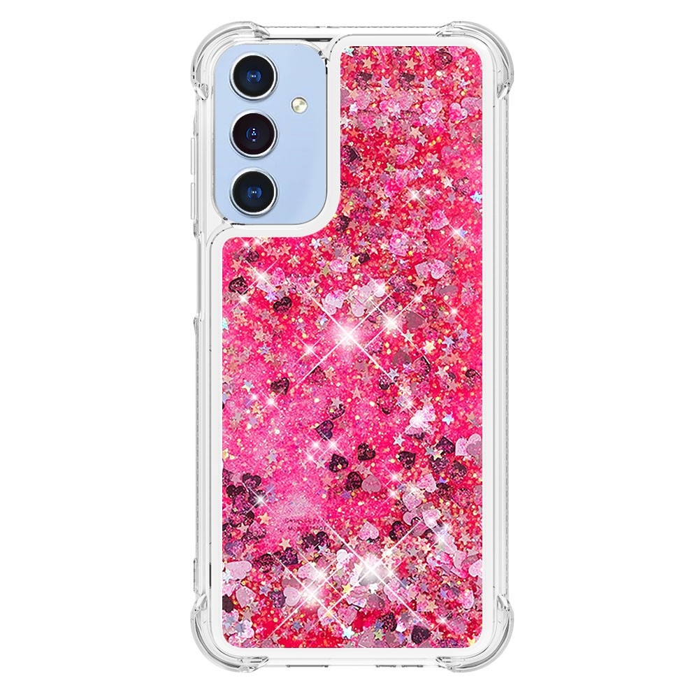 Glitter přesýpací gelový obal na Samsung Galaxy A26 5G - růžový/srdíčka