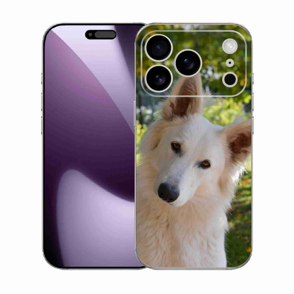 Gelový kryt mmCase na iPhone 17 Pro - bílý švýcarský ovčák 1