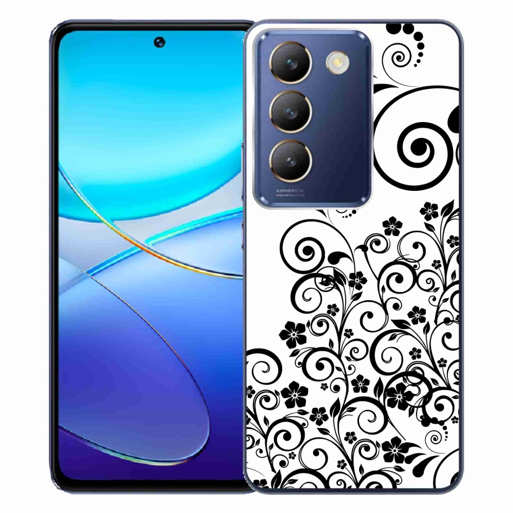 Gelový kryt mmCase na Vivo V40 SE 4G/5G - černobílé květinové vzory