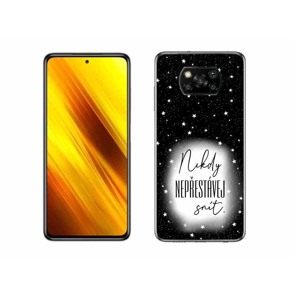 Gelový kryt mmCase na Xiaomi Poco X3 Pro - citát 1 bíločerné pozadí