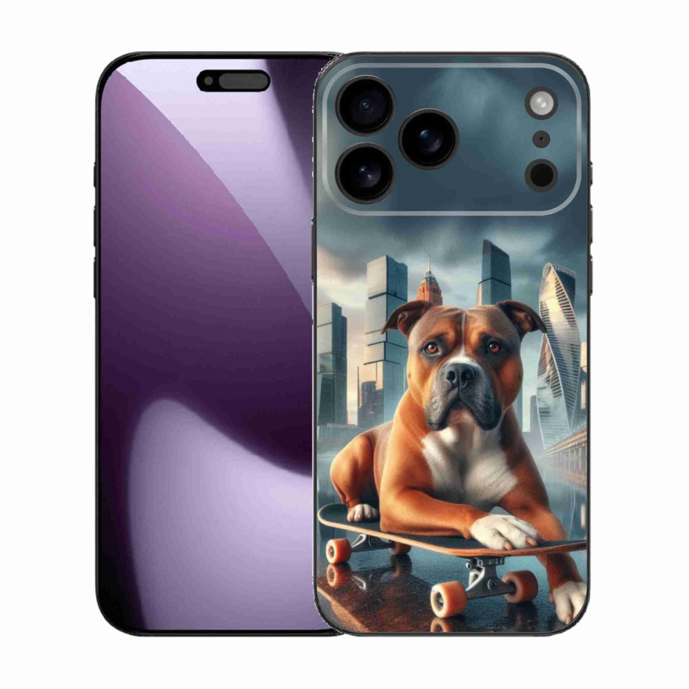 Gelový kryt mmCase na iPhone 17 Pro Max - pes na skateboardu