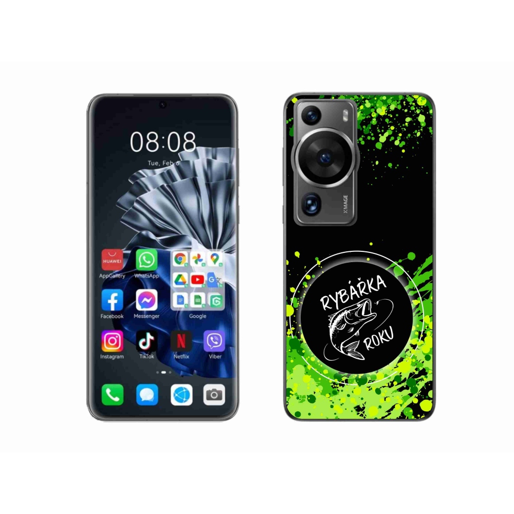 Gelový kryt mmCase na Huawei P60 Pro - rybářka roku černé pozadí