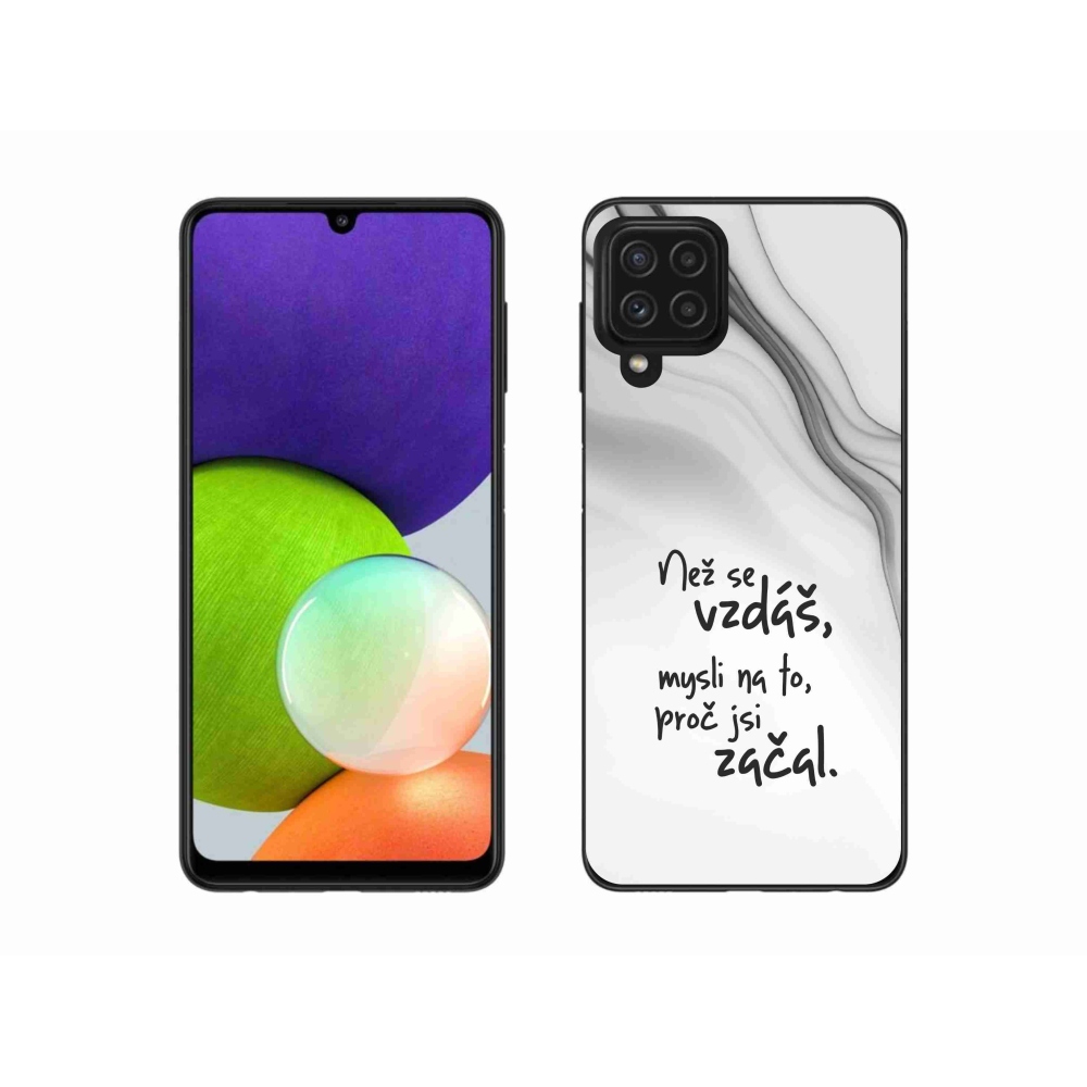 Gelový kryt mmCase na Samsung Galaxy A22 4G - citát 2 bílé pozadí