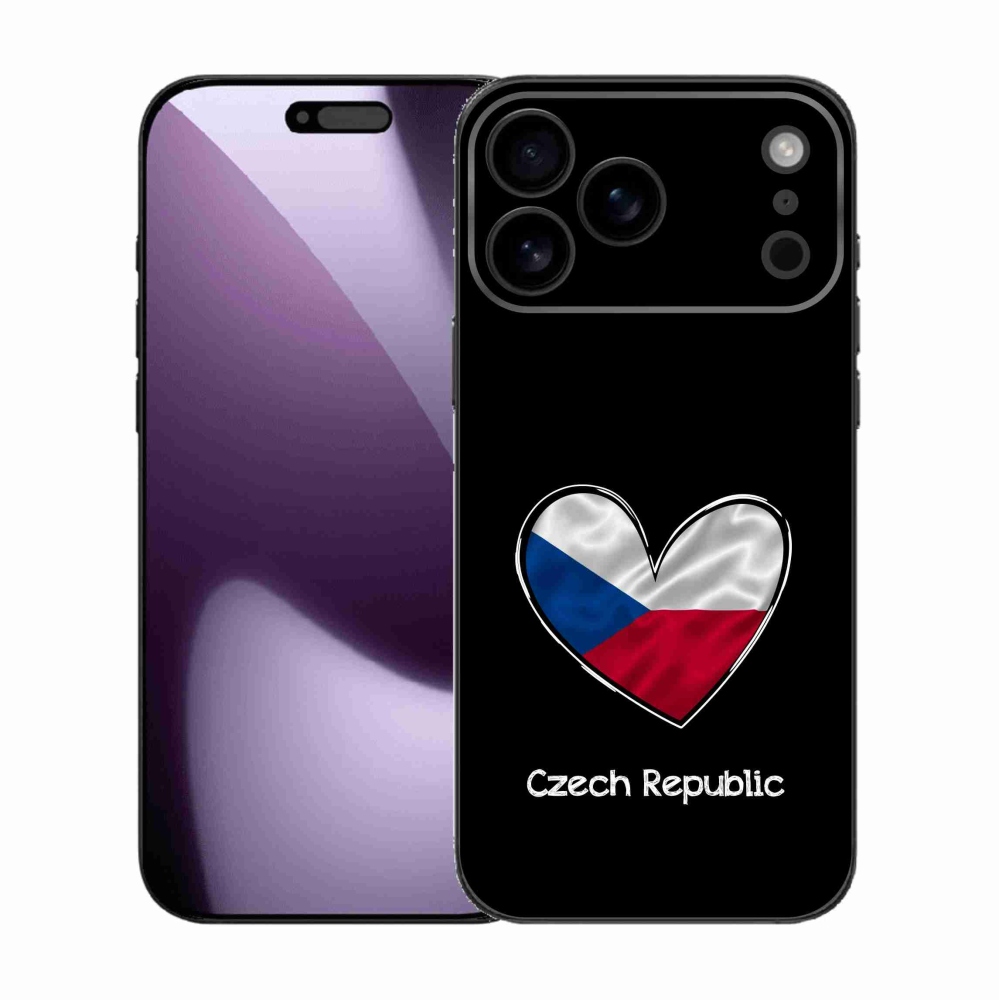 Gelový kryt mmCase na iPhone 17 Pro Max - vlajka srdce černé pozadí