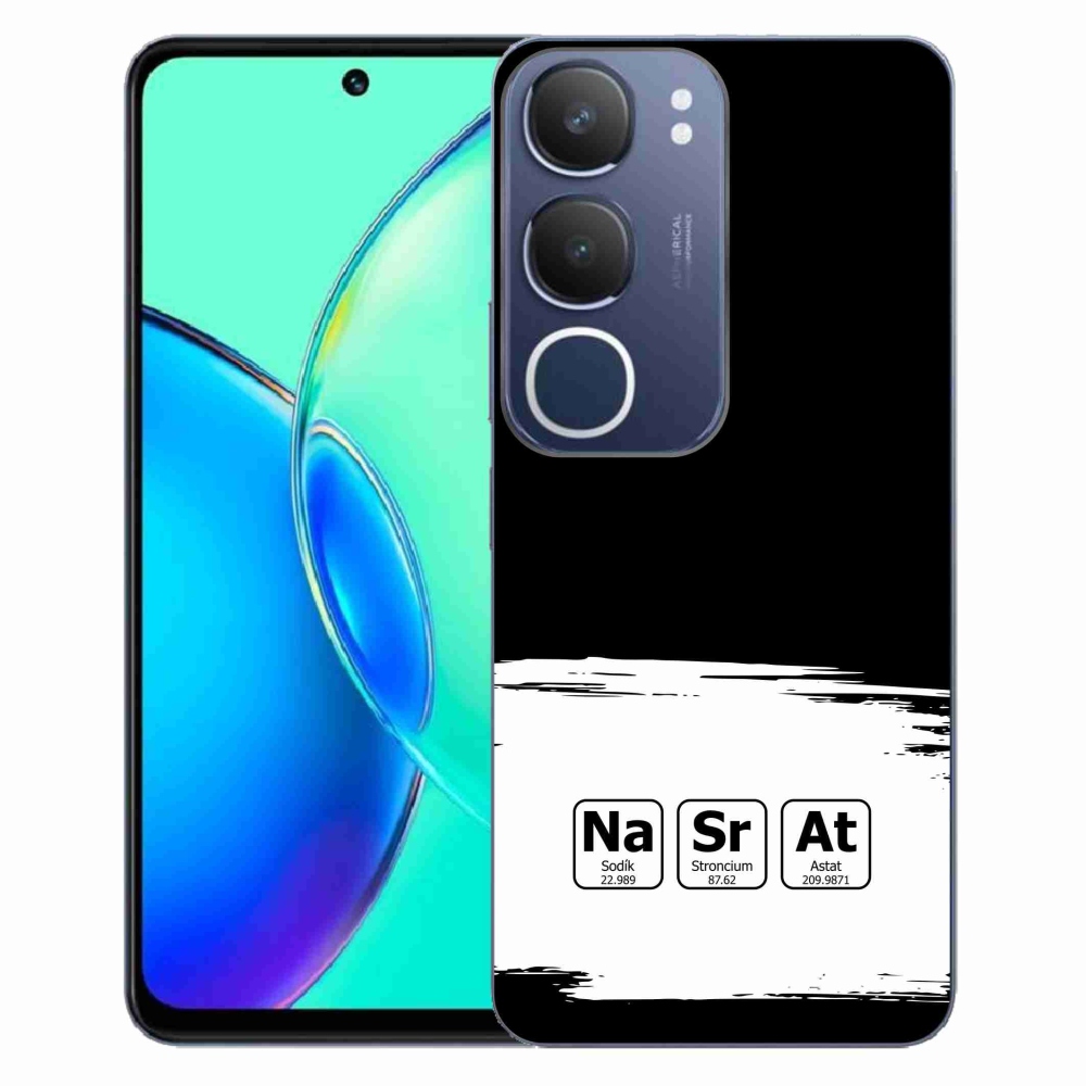Gelový kryt mmCase na Vivo Y19s - chemické prvky bíločerné pozadí
