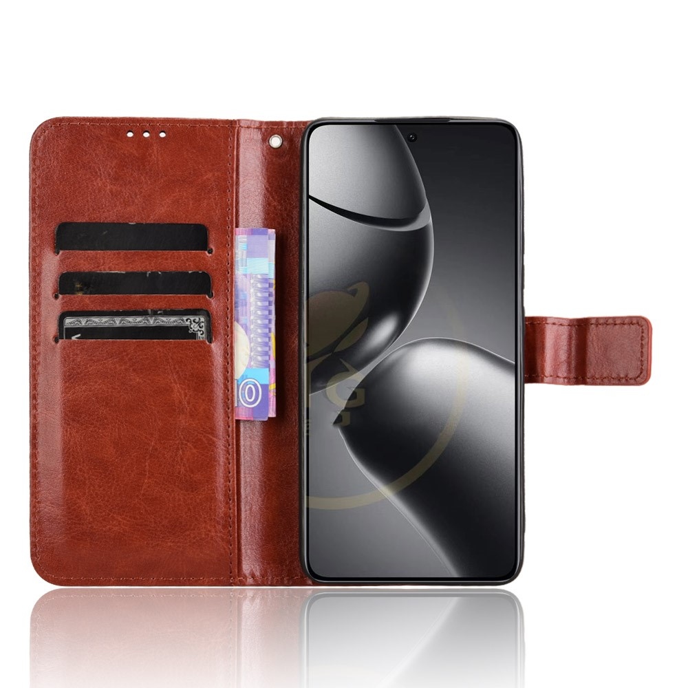 Crazy knížkové pouzdro na Xiaomi 14T Pro - hnědé