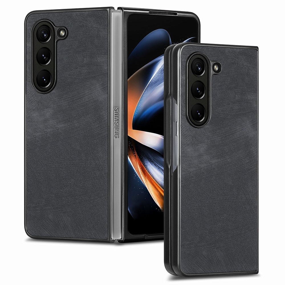 Vintage plastové pouzdro na Samsung Galaxy Z Fold5 5G - černé