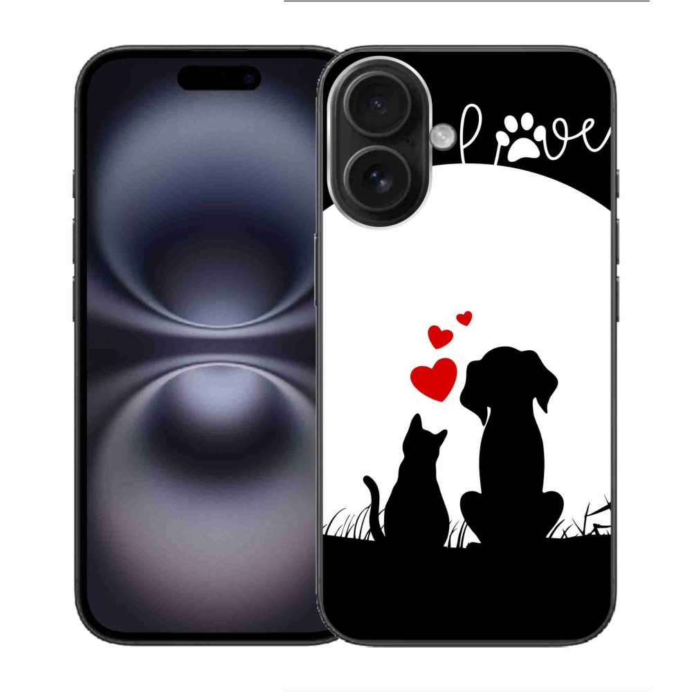 Gelový obal mmCase na iPhone 16 - zvířecí láska