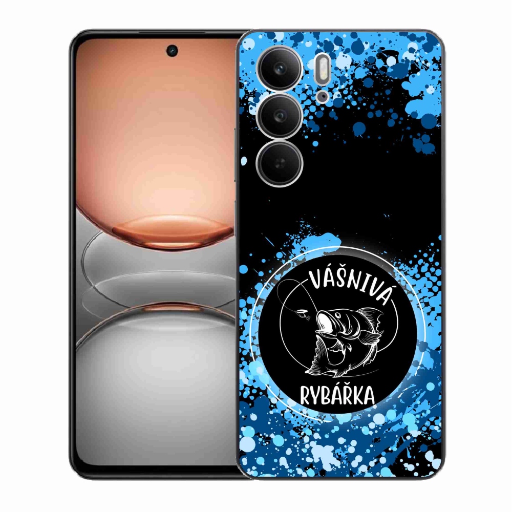 Gelový kryt mmCase na Realme C75 - vášnivá rybářka černé pozadí