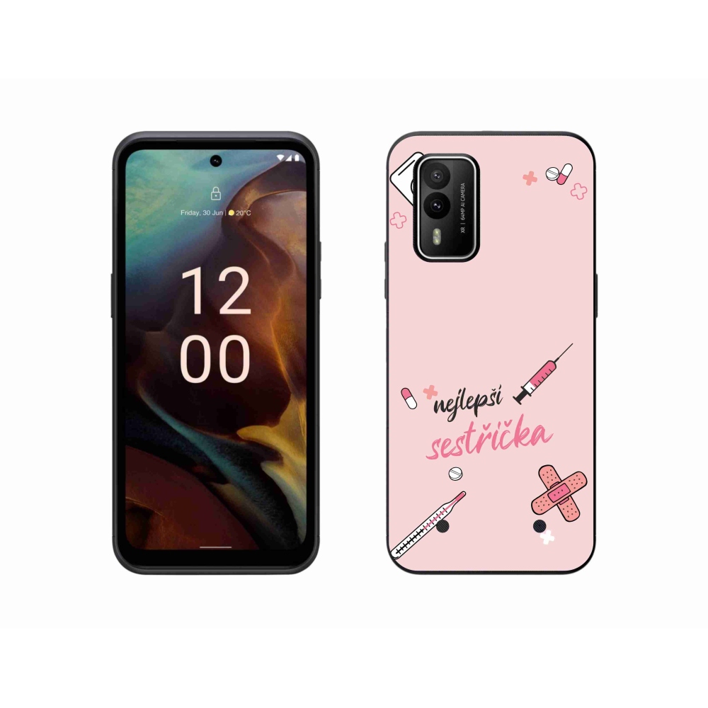 Gelový kryt mmCase na Nokia XR21 - nejlepší sestřička růžové pozadí