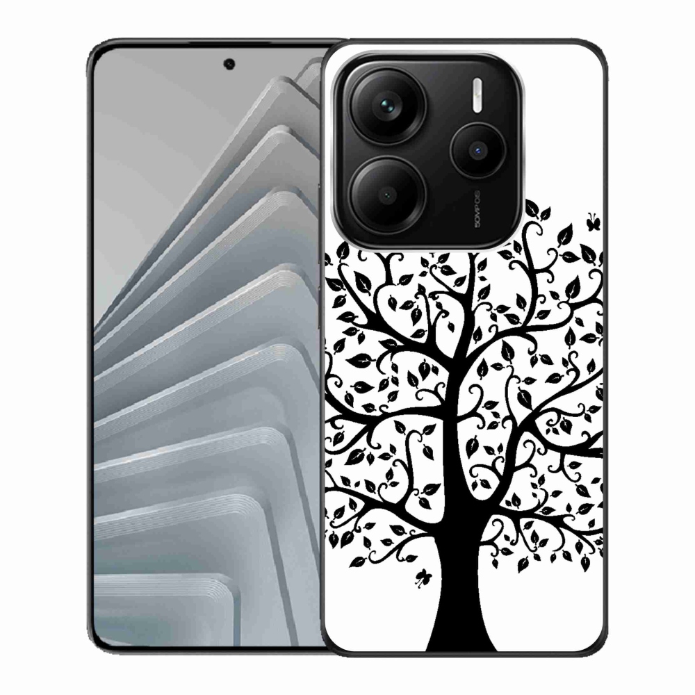 Gelový kryt mmCase na Xiaomi Redmi Note 14 5G - černobílý strom