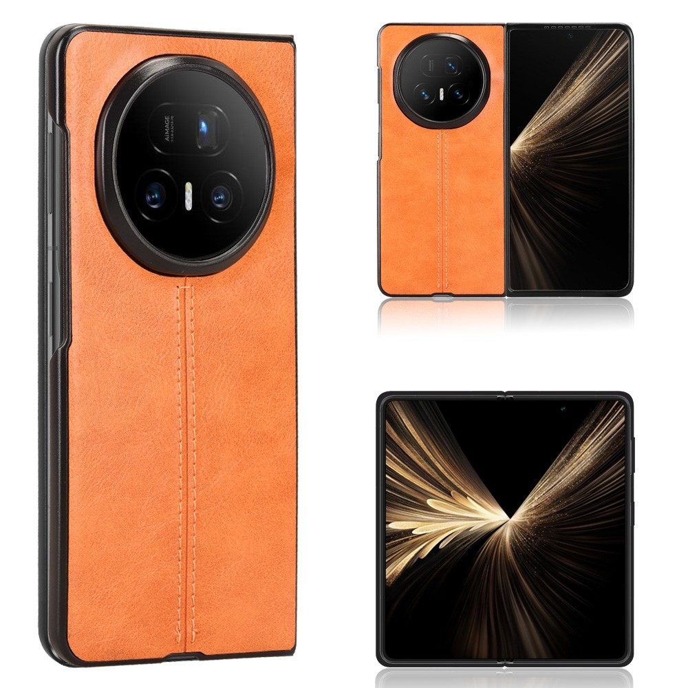 Stitchi plastový obal potažený umělou kůží na mobil Honor Magic V5 - oranžový