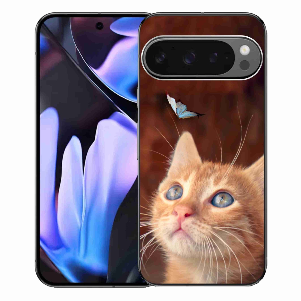 Gelový kryt mmCase na Google Pixel 9 Pro XL - motýl a kotě