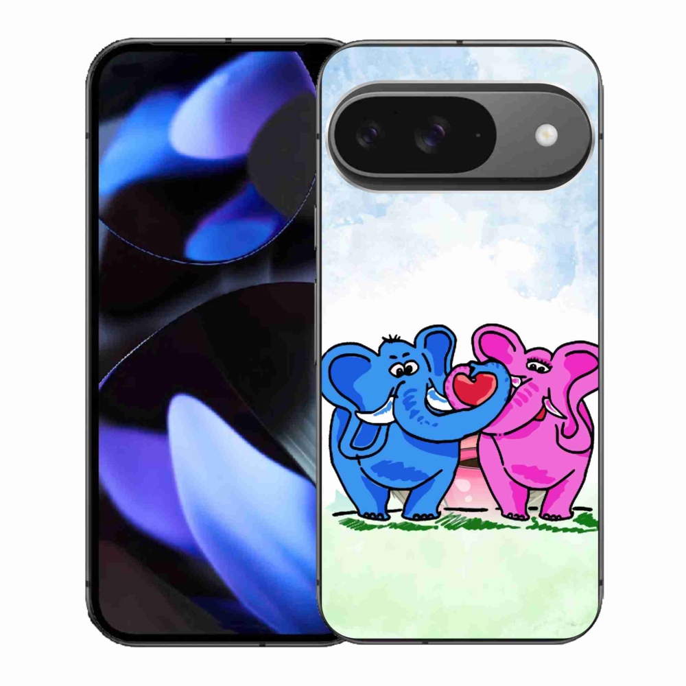 Gelový kryt mmCase na Google Pixel 9/9 Pro - zamilovaní sloni