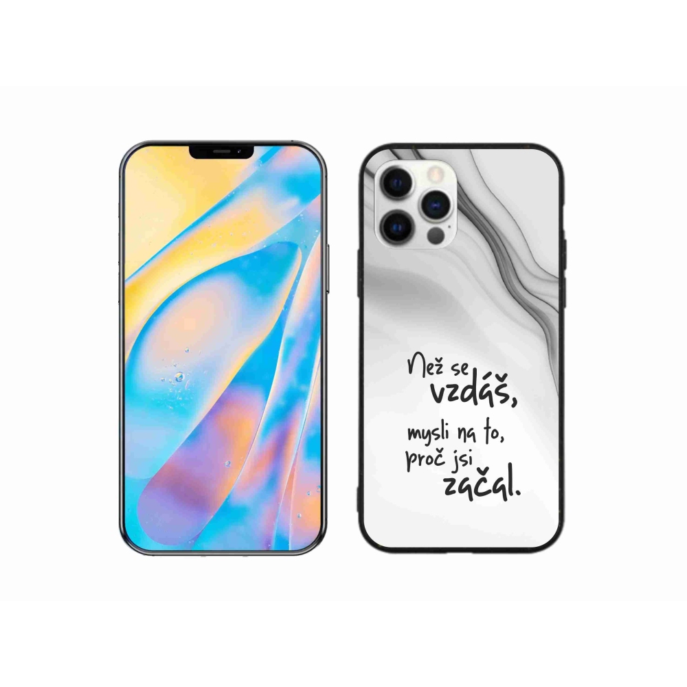 Gelový kryt mmCase na iPhone 12 Pro - citát 2 bílé pozadí
